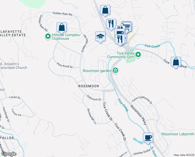 map of restaurants, bars, coffee shops, grocery stores, and more near 1254 Edgewater Court in Walnut Creek