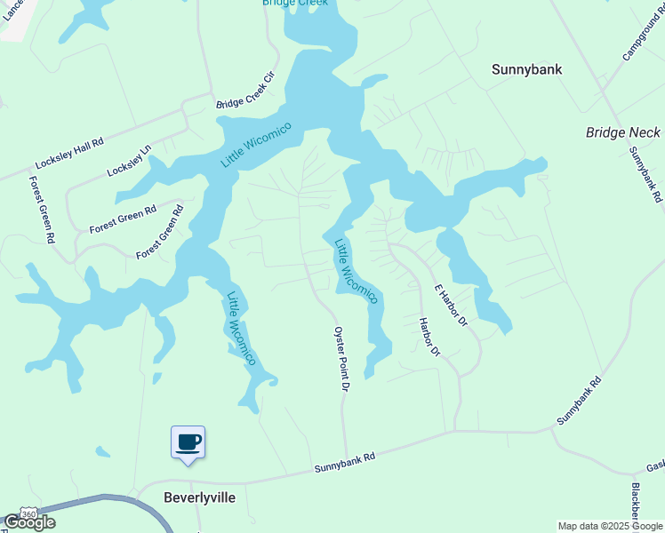 map of restaurants, bars, coffee shops, grocery stores, and more near 562 Oyster Point Drive in Reedville