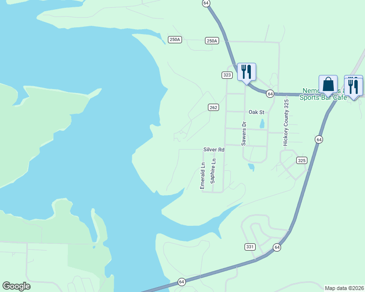 map of restaurants, bars, coffee shops, grocery stores, and more near County Road 262 in Hermitage