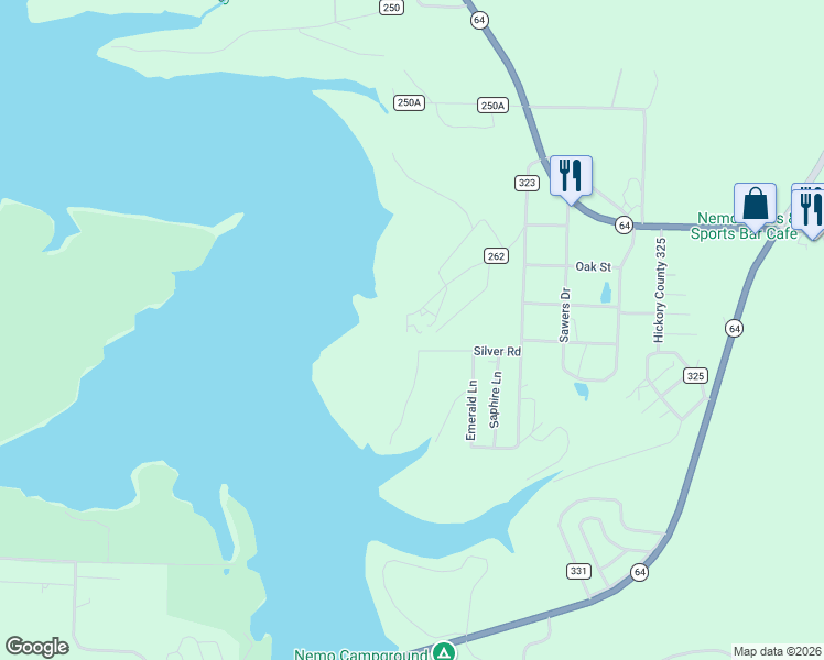 map of restaurants, bars, coffee shops, grocery stores, and more near County Road 262 in Hermitage