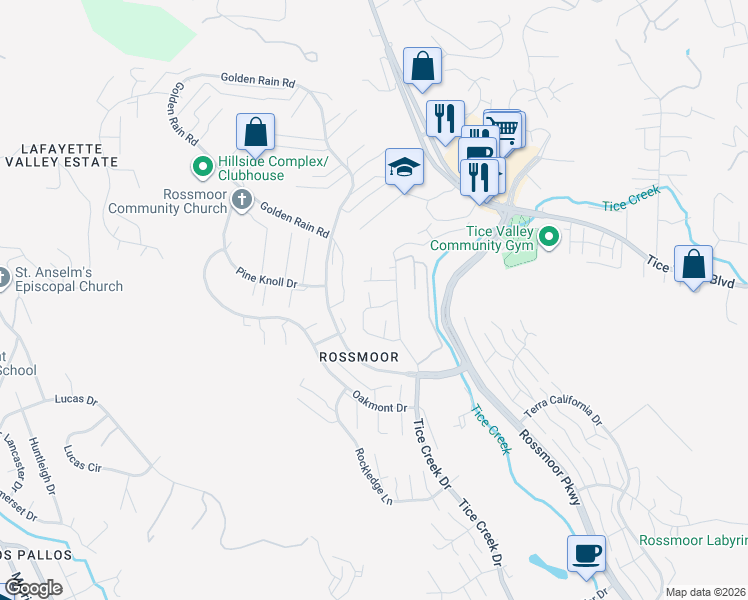 map of restaurants, bars, coffee shops, grocery stores, and more near 1908 Lakeshire Drive in Walnut Creek