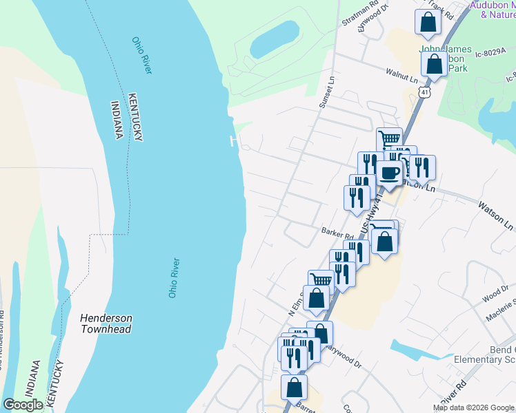 map of restaurants, bars, coffee shops, grocery stores, and more near 152 Pines Drive in Henderson
