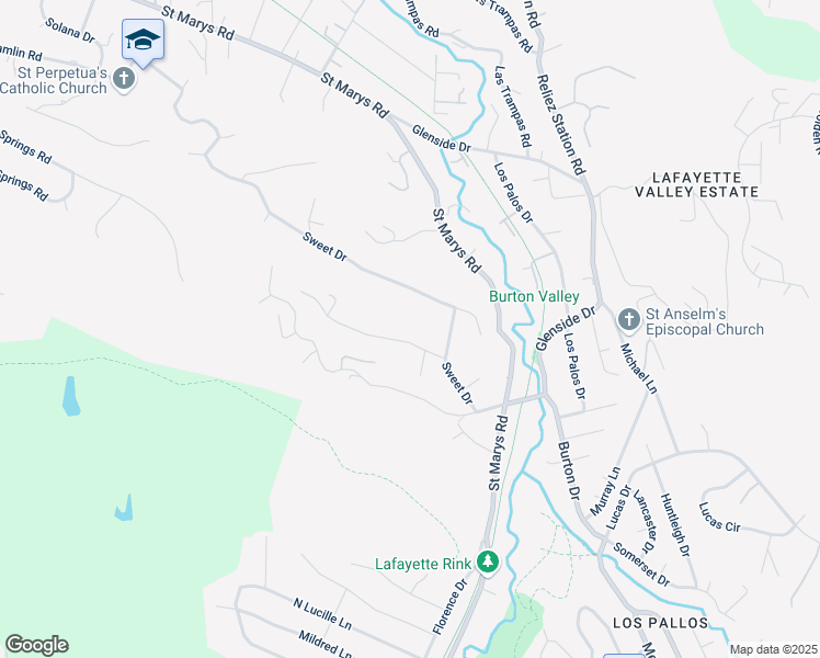 map of restaurants, bars, coffee shops, grocery stores, and more near 3296 Walnut Lane in Lafayette