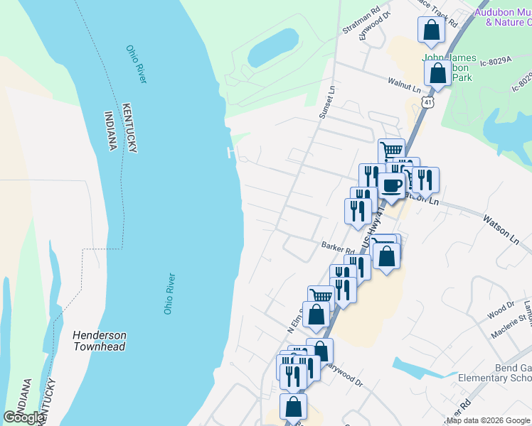 map of restaurants, bars, coffee shops, grocery stores, and more near 152 Pines Drive in Henderson