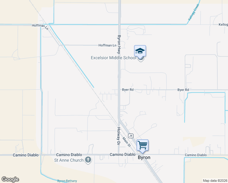 map of restaurants, bars, coffee shops, grocery stores, and more near 14500 Byron Highway in Byron