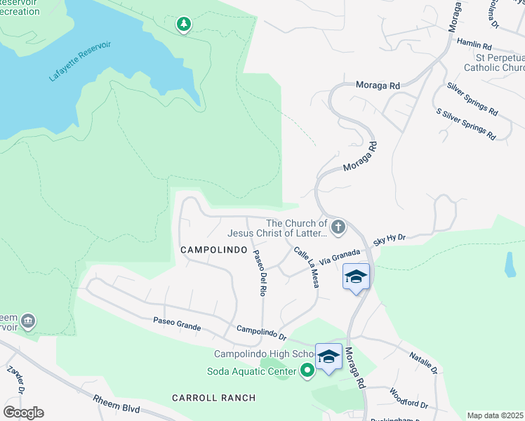 map of restaurants, bars, coffee shops, grocery stores, and more near 135 Calle La Mesa in Moraga