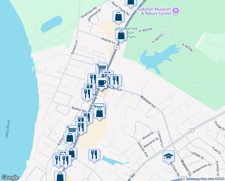 map of restaurants, bars, coffee shops, grocery stores, and more near 519 Watson Lane in Henderson