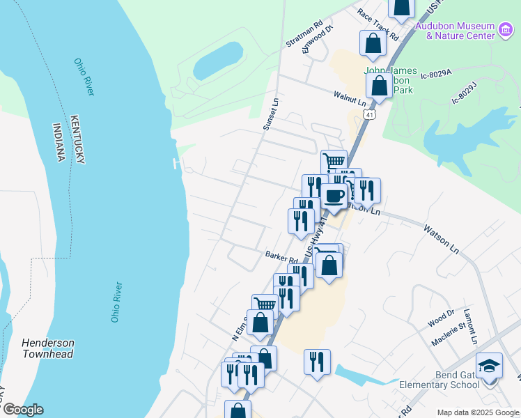 map of restaurants, bars, coffee shops, grocery stores, and more near 16 Willow Drive in Henderson