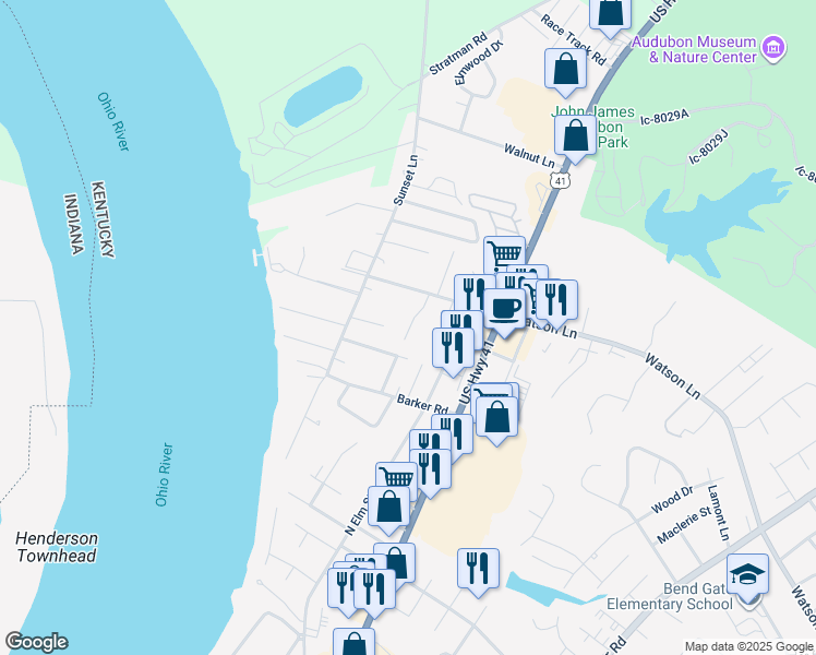 map of restaurants, bars, coffee shops, grocery stores, and more near 16 Willow Drive in Henderson