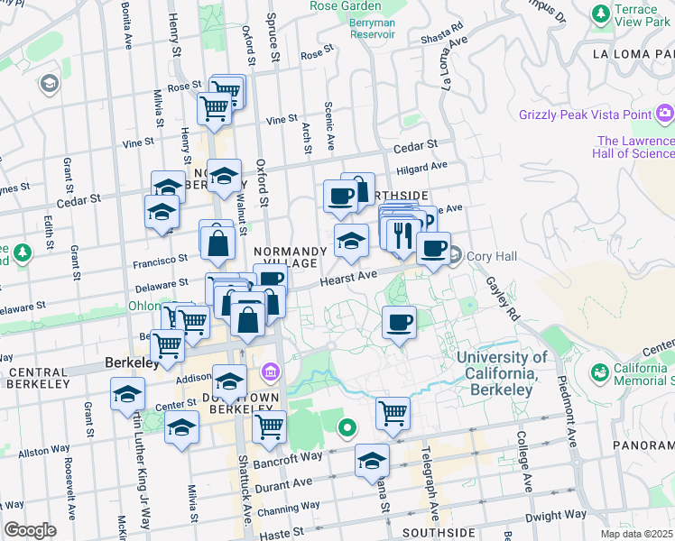 map of restaurants, bars, coffee shops, grocery stores, and more near in Berkeley