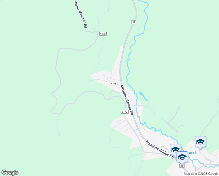 map of restaurants, bars, coffee shops, grocery stores, and more near 3122 Alaska Mountain Road in Meadow Bridge