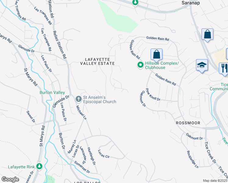 map of restaurants, bars, coffee shops, grocery stores, and more near 1910 Skycrest Drive in Walnut Creek