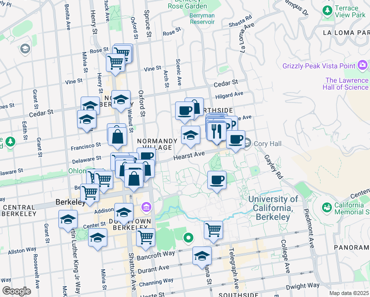 map of restaurants, bars, coffee shops, grocery stores, and more near in Berkeley