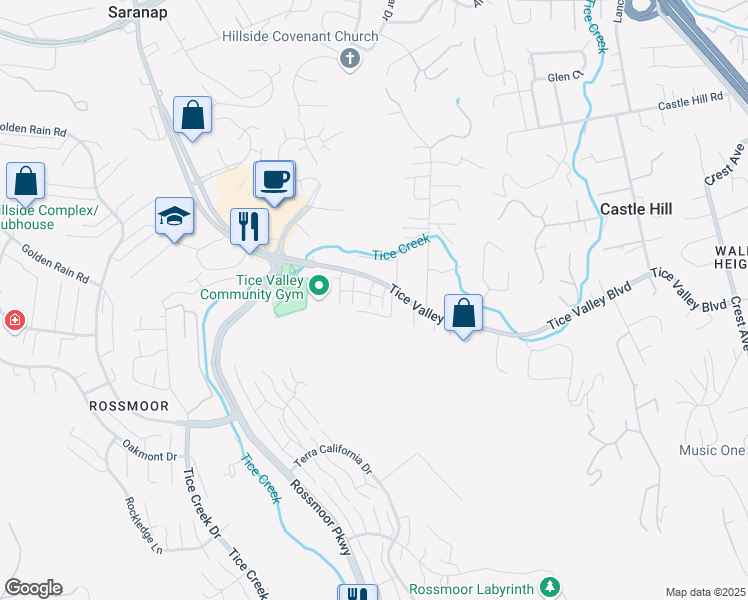 map of restaurants, bars, coffee shops, grocery stores, and more near 601 Chives Way in Walnut Creek