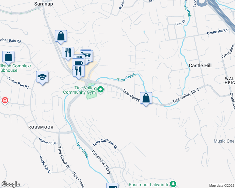 map of restaurants, bars, coffee shops, grocery stores, and more near 601 Chives Way in Walnut Creek
