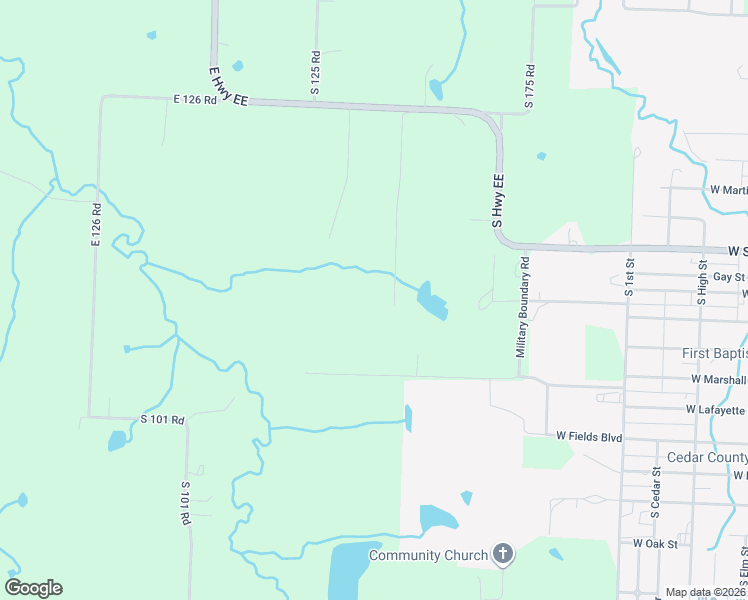 map of restaurants, bars, coffee shops, grocery stores, and more near 1798 South 155 Road in El Dorado Springs