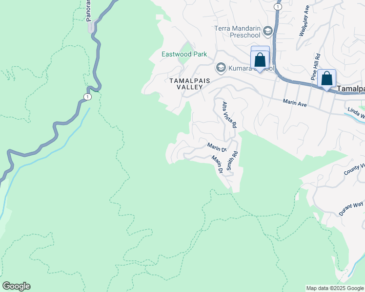 map of restaurants, bars, coffee shops, grocery stores, and more near in Mill Valley