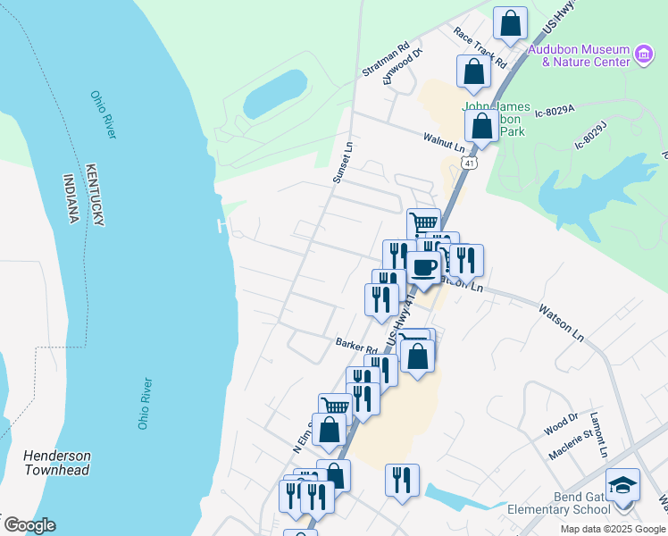 map of restaurants, bars, coffee shops, grocery stores, and more near 16 Willow Drive in Henderson