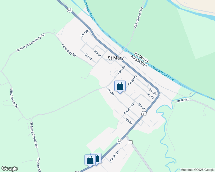 map of restaurants, bars, coffee shops, grocery stores, and more near 498 Pine Street in Saint Mary