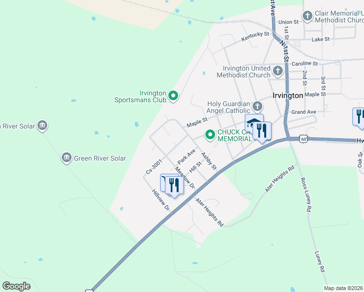 map of restaurants, bars, coffee shops, grocery stores, and more near 801-999 Park Avenue in Irvington