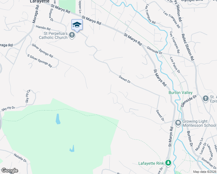 map of restaurants, bars, coffee shops, grocery stores, and more near 3434 Woodview Drive in Lafayette