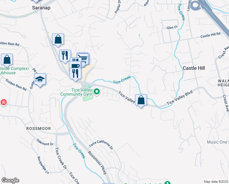 map of restaurants, bars, coffee shops, grocery stores, and more near 709 Chives Way in Walnut Creek