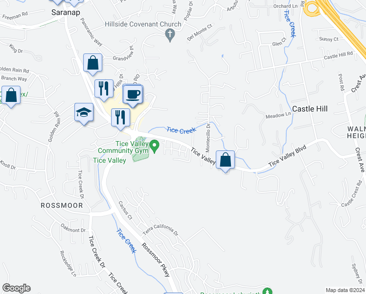 map of restaurants, bars, coffee shops, grocery stores, and more near 709 Chives Way in Walnut Creek