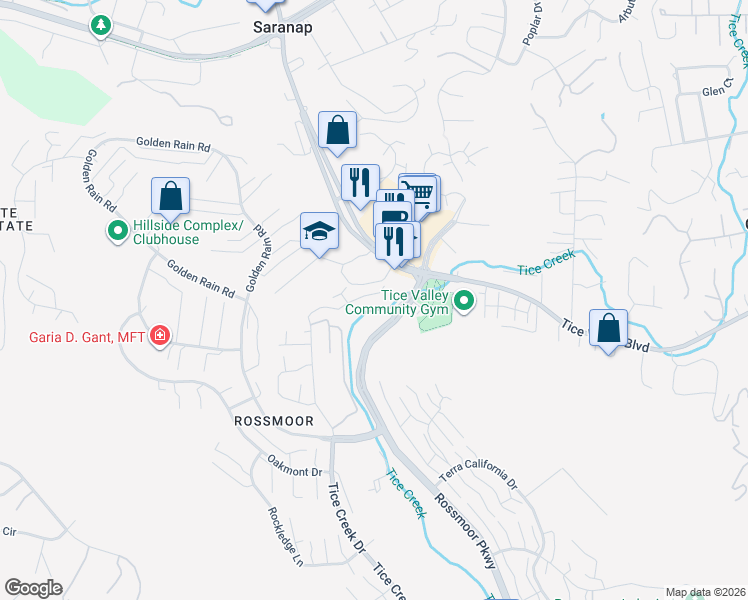 map of restaurants, bars, coffee shops, grocery stores, and more near 1710 Comstock Drive in Walnut Creek