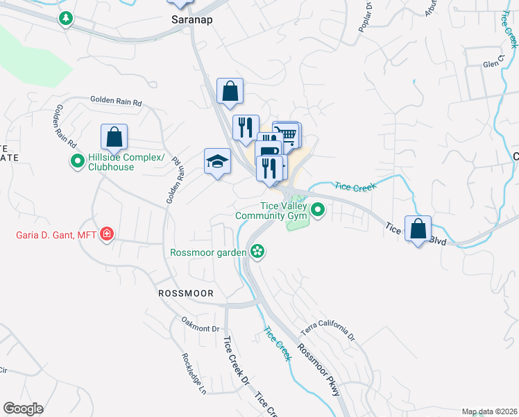 map of restaurants, bars, coffee shops, grocery stores, and more near 1997 Tice Valley Boulevard in Walnut Creek