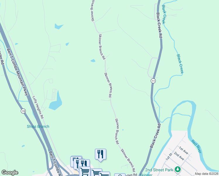 map of restaurants, bars, coffee shops, grocery stores, and more near 739 Skinner Branch Road in Clay City