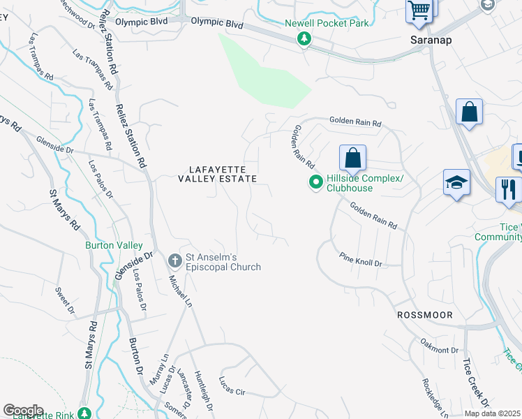 map of restaurants, bars, coffee shops, grocery stores, and more near 1817 Skycrest Drive in Walnut Creek