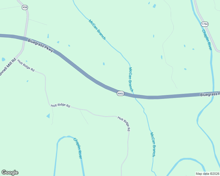 map of restaurants, bars, coffee shops, grocery stores, and more near Bluegrass Parkway in Chaplin
