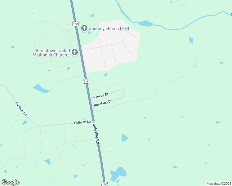 map of restaurants, bars, coffee shops, grocery stores, and more near 4219 Frances Drive in Bardstown