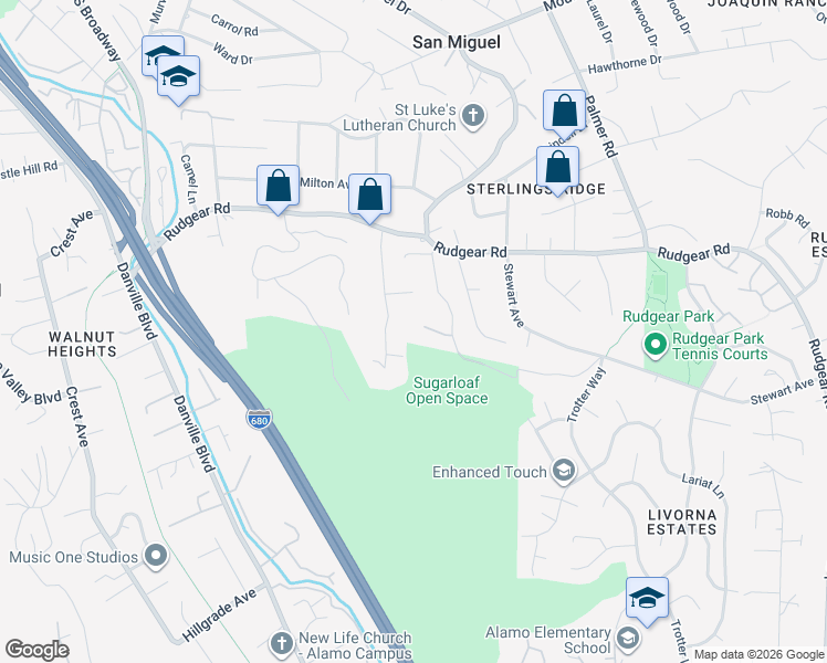 map of restaurants, bars, coffee shops, grocery stores, and more near 215 Grover Lane in Walnut Creek