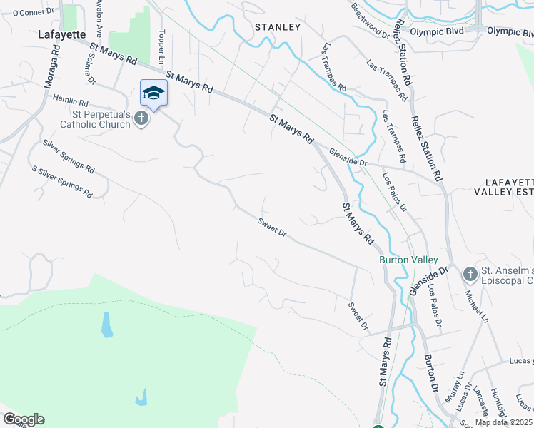 map of restaurants, bars, coffee shops, grocery stores, and more near 3336 Oak Court in Lafayette