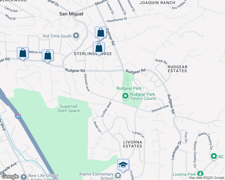 map of restaurants, bars, coffee shops, grocery stores, and more near 69 Garron Court in Walnut Creek
