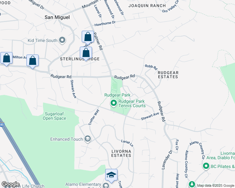 map of restaurants, bars, coffee shops, grocery stores, and more near 2261 Dapplegray Lane in Walnut Creek