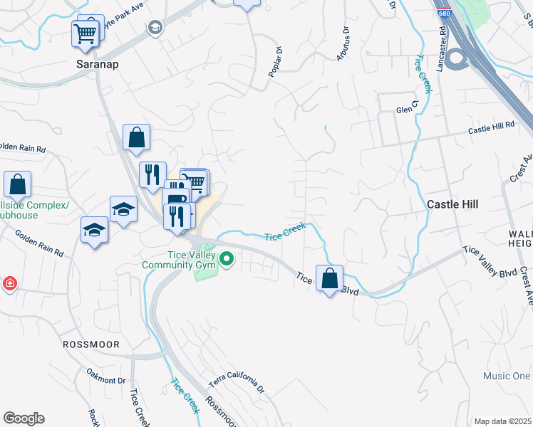 map of restaurants, bars, coffee shops, grocery stores, and more near 1228 Rossmoor Parkway in Walnut Creek