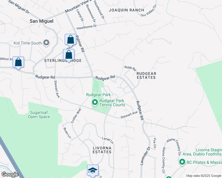 map of restaurants, bars, coffee shops, grocery stores, and more near 1128 Westmoreland Circle in Walnut Creek