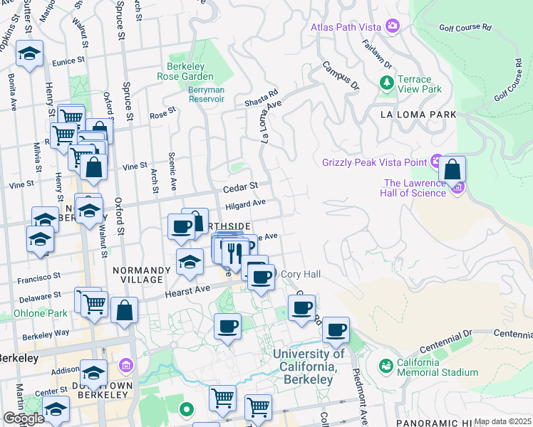 map of restaurants, bars, coffee shops, grocery stores, and more near in Berkeley