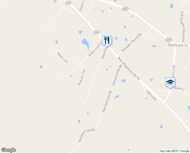 map of restaurants, bars, coffee shops, grocery stores, and more near Blakenrod in Coxs Creek