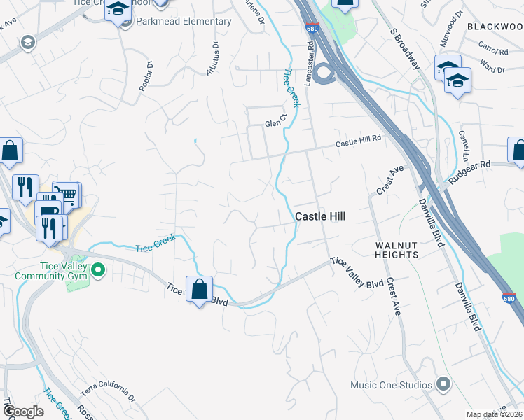map of restaurants, bars, coffee shops, grocery stores, and more near 1810 Meadow Lane in Walnut Creek
