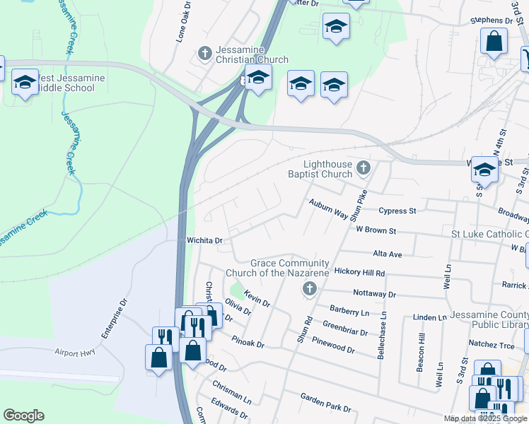 map of restaurants, bars, coffee shops, grocery stores, and more near 2009 Hickory Hill Drive in Nicholasville