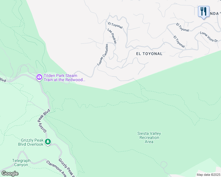 map of restaurants, bars, coffee shops, grocery stores, and more near 100 Tres Mesas in Orinda