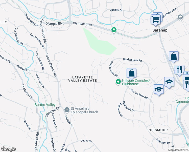 map of restaurants, bars, coffee shops, grocery stores, and more near 1320 Skycrest Drive in Walnut Creek