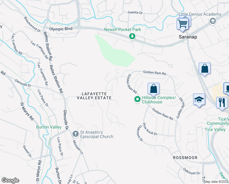 map of restaurants, bars, coffee shops, grocery stores, and more near 1401 Skycrest Drive in Walnut Creek