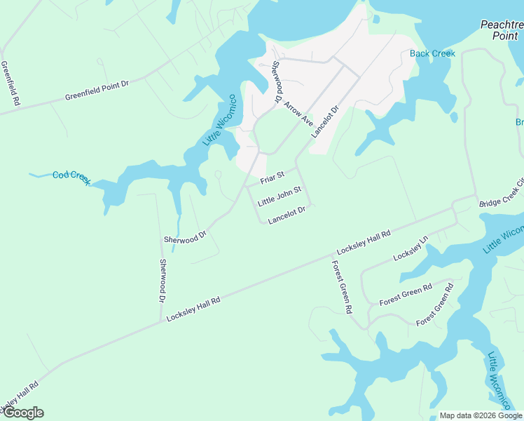 map of restaurants, bars, coffee shops, grocery stores, and more near 52 Little John Street in Reedville