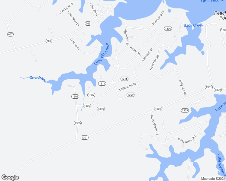 map of restaurants, bars, coffee shops, grocery stores, and more near 70 Lancelot Drive in Reedville