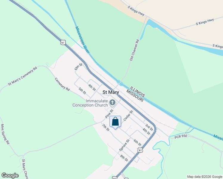 map of restaurants, bars, coffee shops, grocery stores, and more near 610 2nd Street in Saint Mary