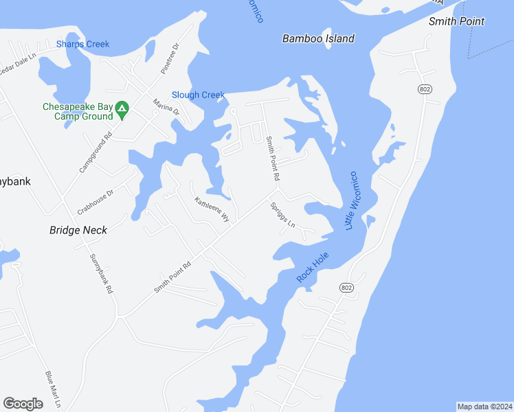 map of restaurants, bars, coffee shops, grocery stores, and more near Smith Point Road in Northumberland